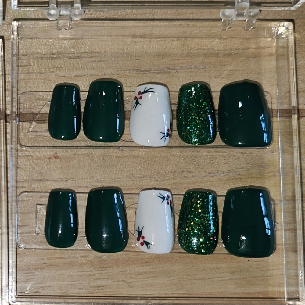 Hand painted press on nails xs coffin